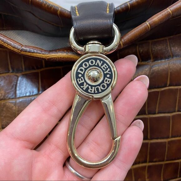 Dooney & Burke Logo Lock Hobo Croc Shoulder Bag with Matching Make Up Case - Picture 10 of 14